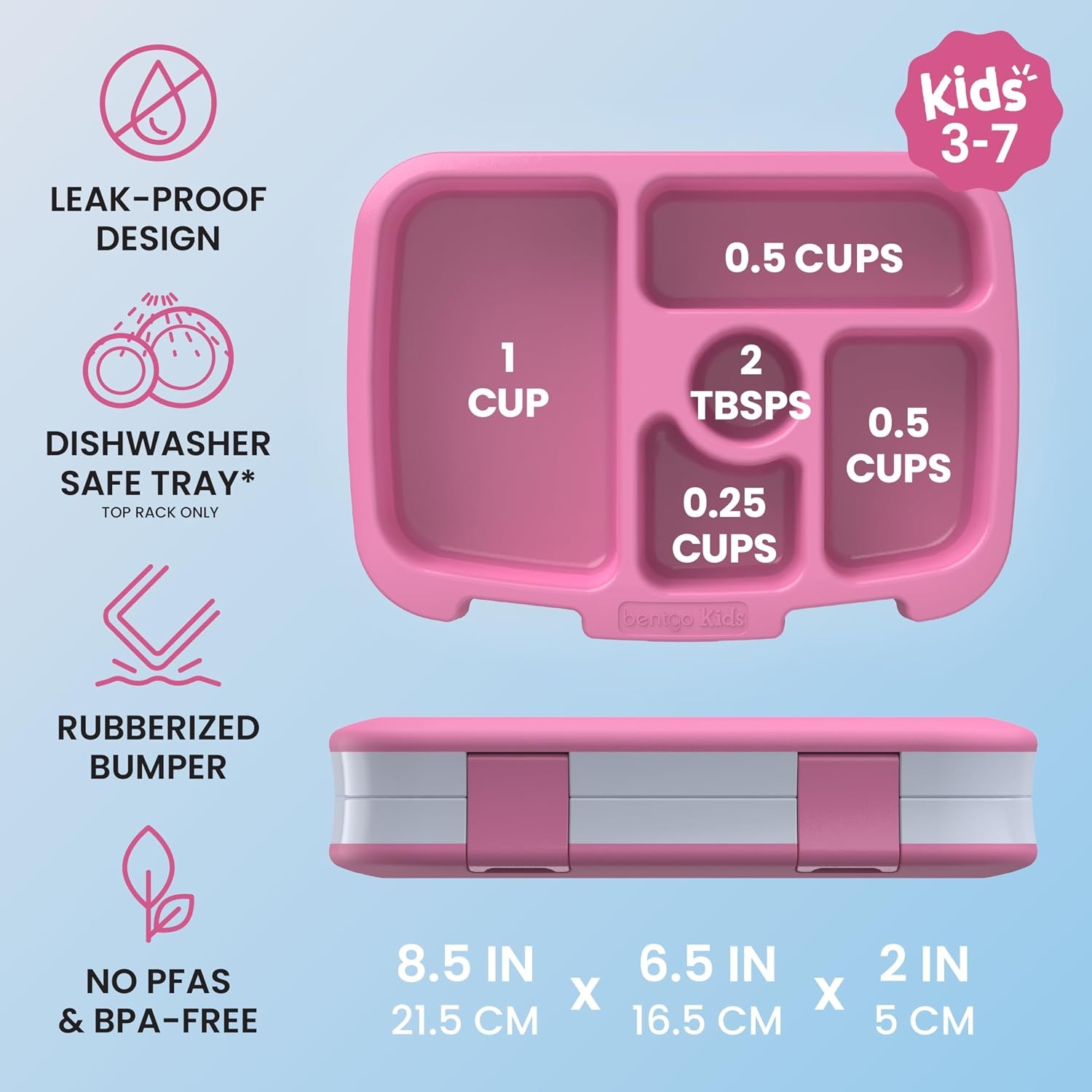 image:imageBentgo Kids Prints LeakProof 5Compartment BentoStyle Kids Lunch Box Ideal Portion Sizes for Ages 37 Durable DropProof Dishwasher Safe PFAS amp BPAFree Materials NEW Ballet amp BowsBlooming Floral