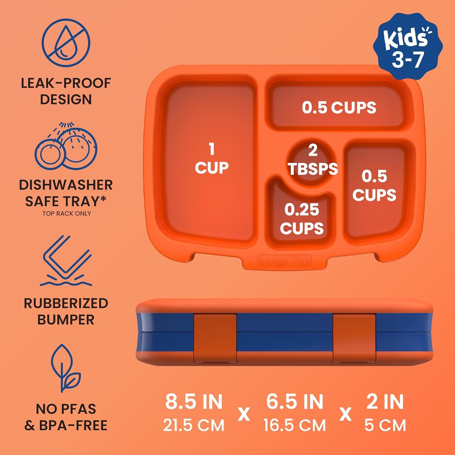 image:imageBentgo Kids Prints LeakProof 5Compartment BentoStyle Kids Lunch Box Ideal Portion Sizes for Ages 37 Durable DropProof Dishwasher Safe PFAS amp BPAFree Materials NEW Ballet amp BowsSports