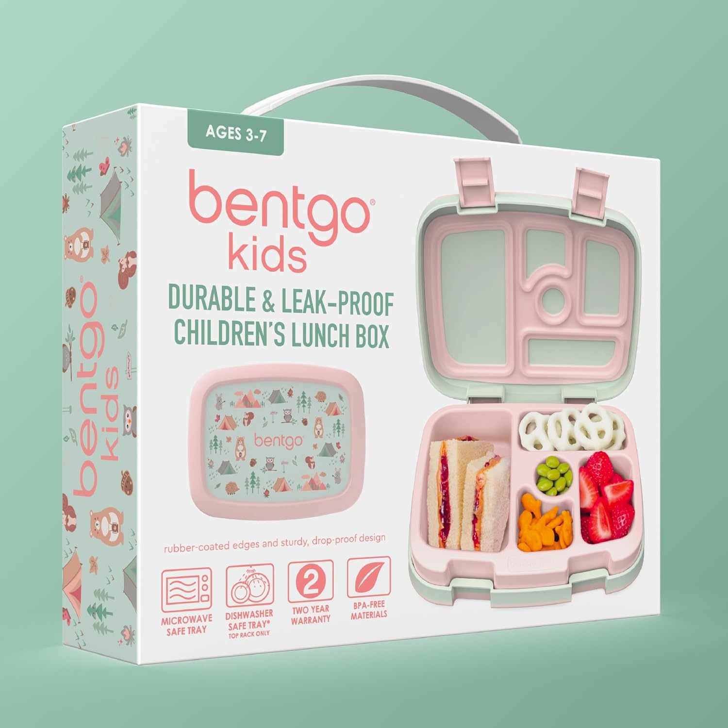 image:imageBentgo Kids Prints LeakProof 5Compartment BentoStyle Kids Lunch Box Ideal Portion Sizes for Ages 37 Durable DropProof Dishwasher Safe PFAS amp BPAFree Materials NEW Ballet amp BowsNature Adventure