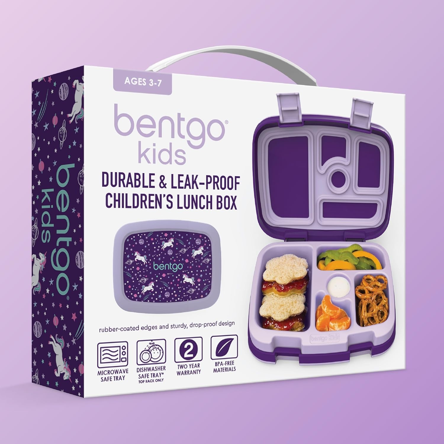 image:imageBentgo Kids Prints LeakProof 5Compartment BentoStyle Kids Lunch Box Ideal Portion Sizes for Ages 37 Durable DropProof Dishwasher Safe PFAS amp BPAFree Materials NEW Ballet amp BowsUnicorn