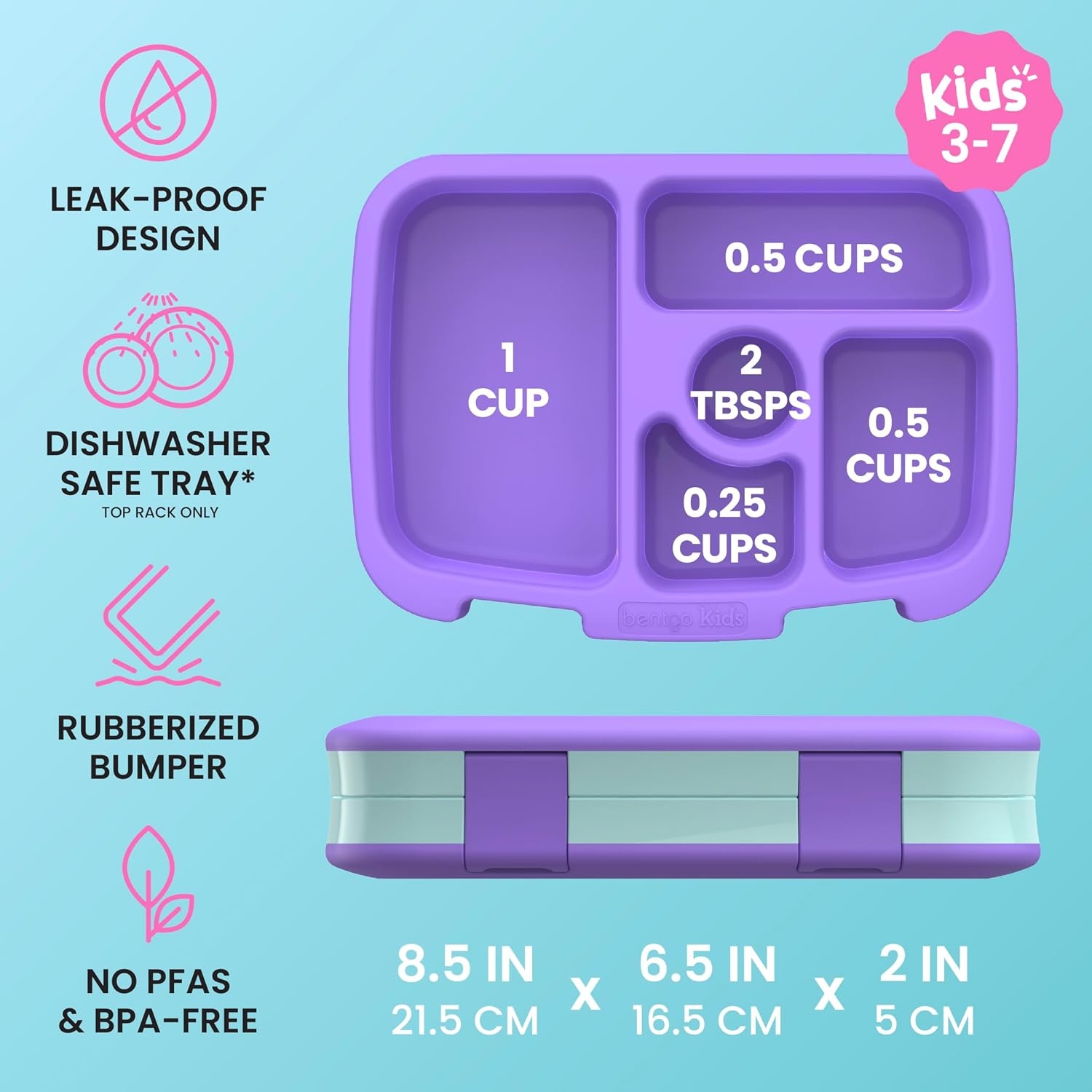 image:imageBentgo Kids Prints LeakProof 5Compartment BentoStyle Kids Lunch Box Ideal Portion Sizes for Ages 37 Durable DropProof Dishwasher Safe PFAS amp BPAFree Materials NEW Ballet amp BowsMermaids in the Sea