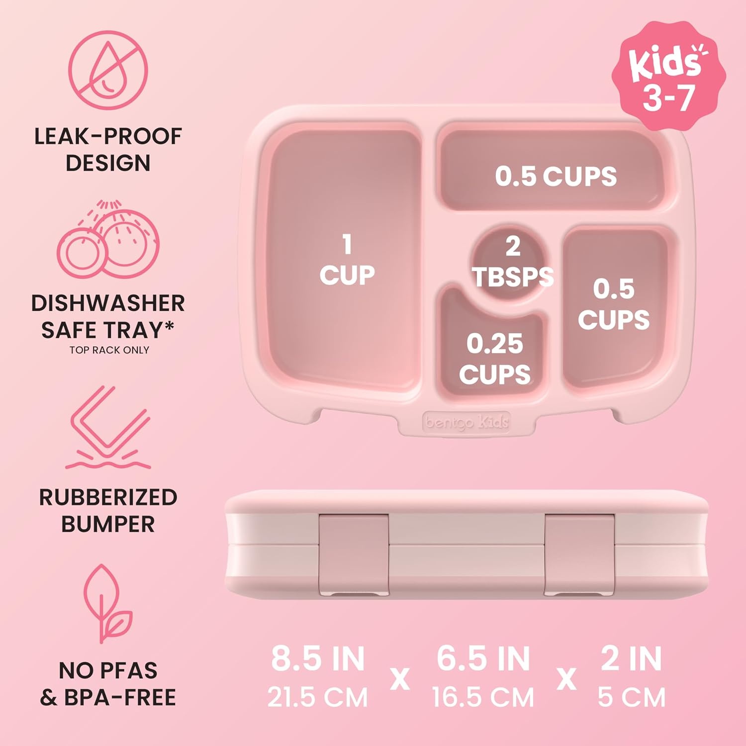 image:imageBentgo Kids Prints LeakProof 5Compartment BentoStyle Kids Lunch Box Ideal Portion Sizes for Ages 37 Durable DropProof Dishwasher Safe PFAS amp BPAFree Materials NEW Ballet amp BowsBallet Bows