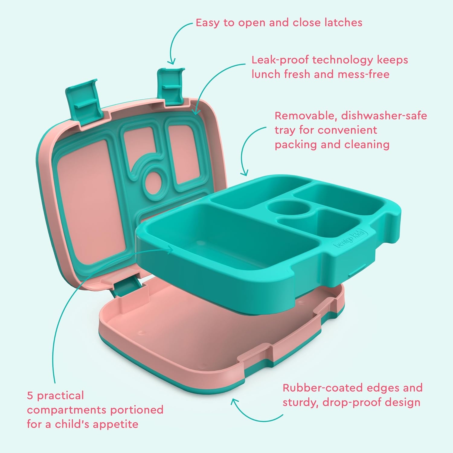 image:imageBentgo Kids Prints LeakProof 5Compartment BentoStyle Kids Lunch Box Ideal Portion Sizes for Ages 37 Durable DropProof Dishwasher Safe PFAS amp BPAFree Materials NEW Ballet amp BowsLlamas