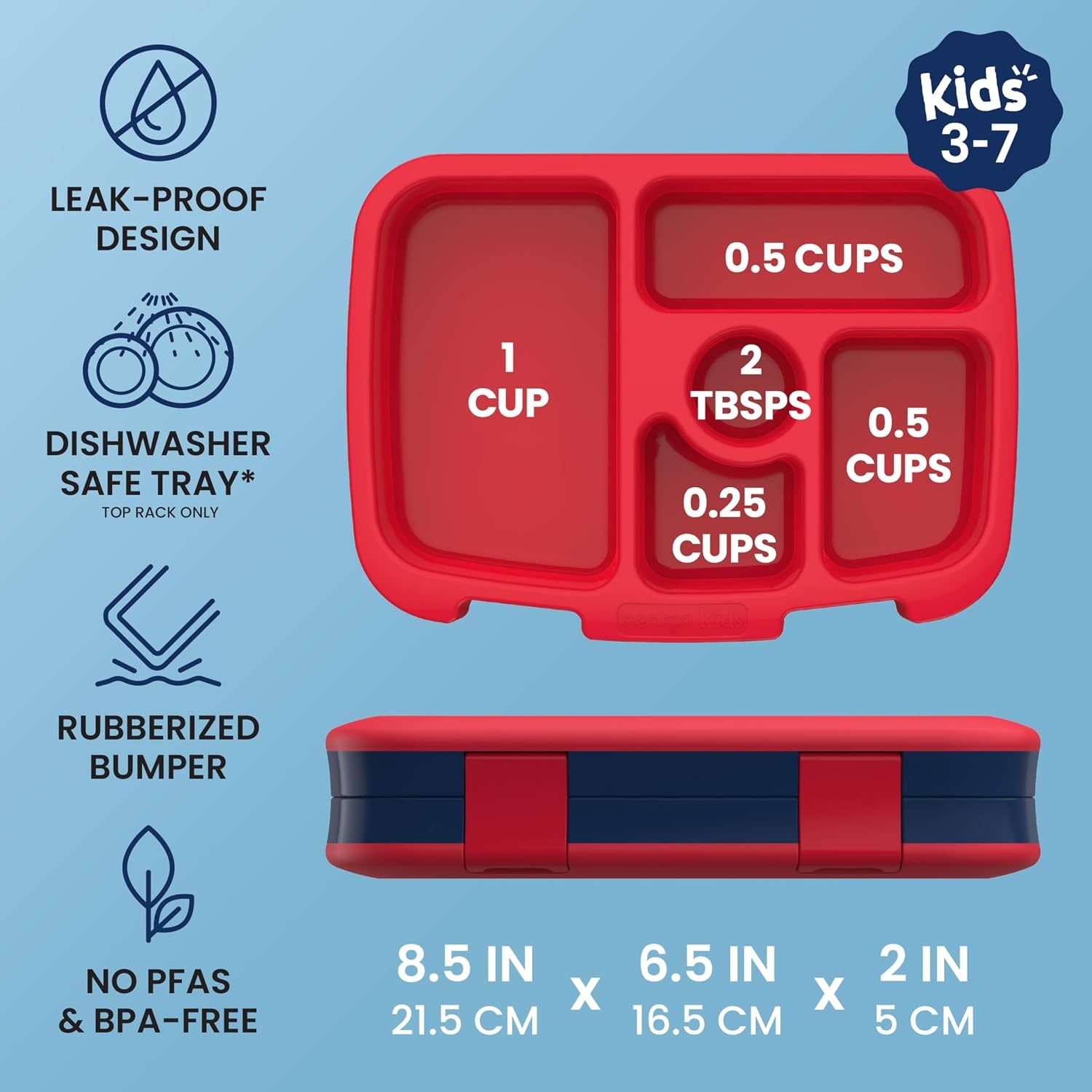 image:imageBentgo Kids Prints LeakProof 5Compartment BentoStyle Kids Lunch Box Ideal Portion Sizes for Ages 37 Durable DropProof Dishwasher Safe PFAS amp BPAFree Materials NEW Ballet amp BowsRocket