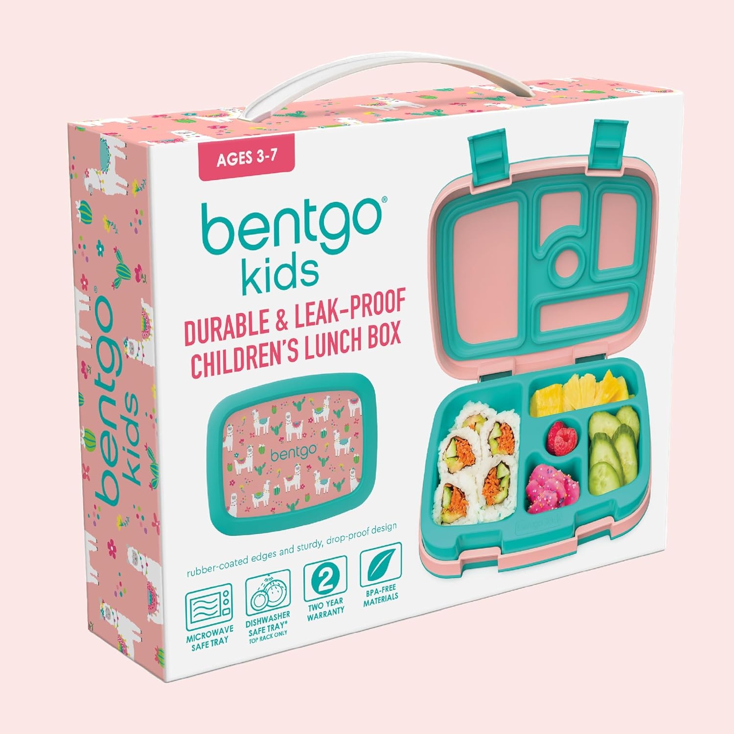 image:imageBentgo Kids Prints LeakProof 5Compartment BentoStyle Kids Lunch Box Ideal Portion Sizes for Ages 37 Durable DropProof Dishwasher Safe PFAS amp BPAFree Materials NEW Ballet amp BowsLlamas