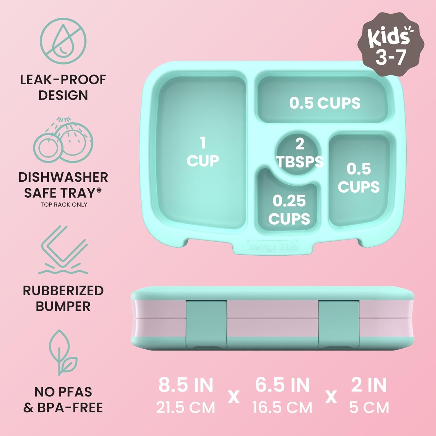 image:imageBentgo Kids Prints LeakProof 5Compartment BentoStyle Kids Lunch Box Ideal Portion Sizes for Ages 37 Durable DropProof Dishwasher Safe PFAS amp BPAFree Materials NEW Ballet amp BowsLeopard