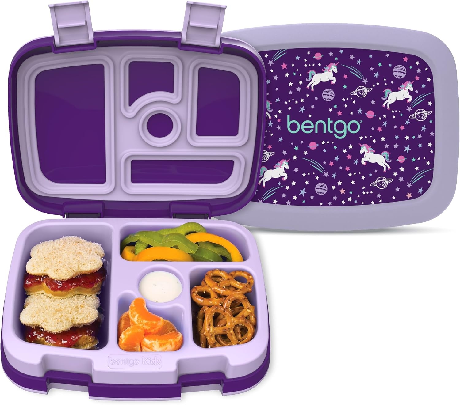 image:imageBentgo Kids Prints LeakProof 5Compartment BentoStyle Kids Lunch Box Ideal Portion Sizes for Ages 37 Durable DropProof Dishwasher Safe PFAS amp BPAFree Materials NEW Ballet amp BowsUnicorn