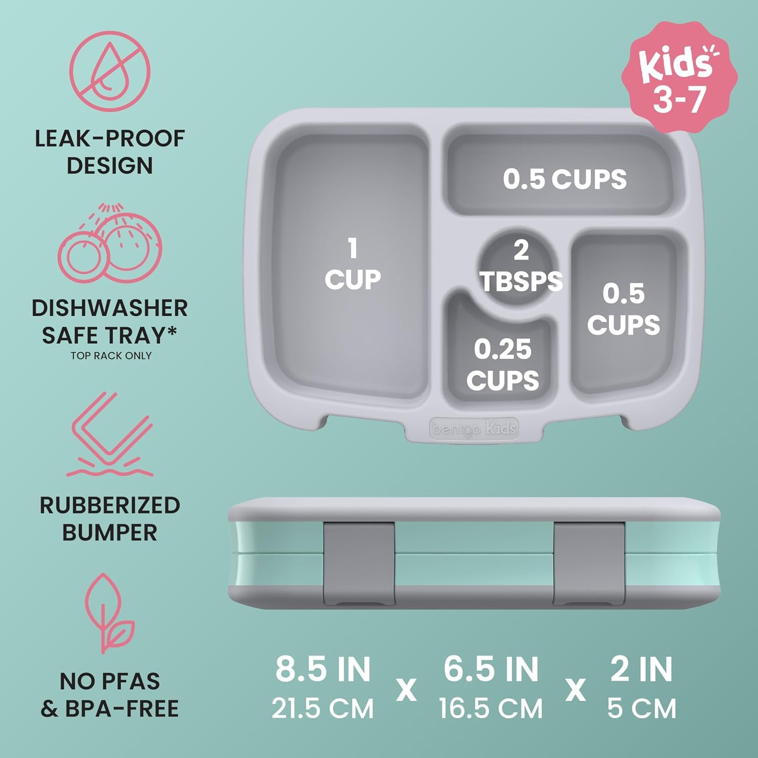 image:imageBentgo Kids Prints LeakProof 5Compartment BentoStyle Kids Lunch Box Ideal Portion Sizes for Ages 37 Durable DropProof Dishwasher Safe PFAS amp BPAFree Materials NEW Ballet amp BowsPuppy Love