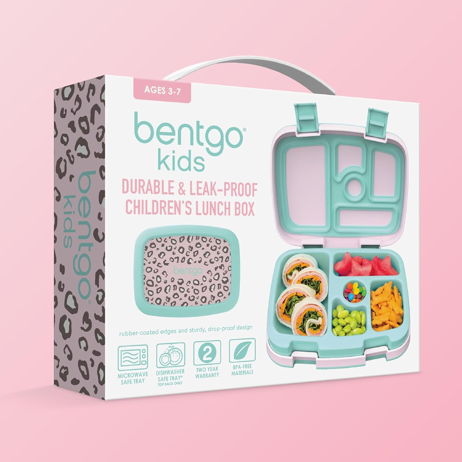 image:imageBentgo Kids Prints LeakProof 5Compartment BentoStyle Kids Lunch Box Ideal Portion Sizes for Ages 37 Durable DropProof Dishwasher Safe PFAS amp BPAFree Materials NEW Ballet amp BowsLeopard