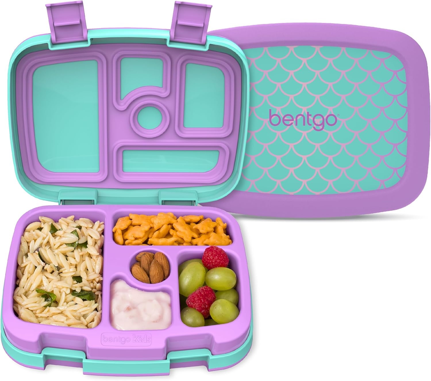 image:imageBentgo Kids Prints LeakProof 5Compartment BentoStyle Kids Lunch Box Ideal Portion Sizes for Ages 37 Durable DropProof Dishwasher Safe PFAS amp BPAFree Materials NEW Ballet amp BowsMermaid Scales