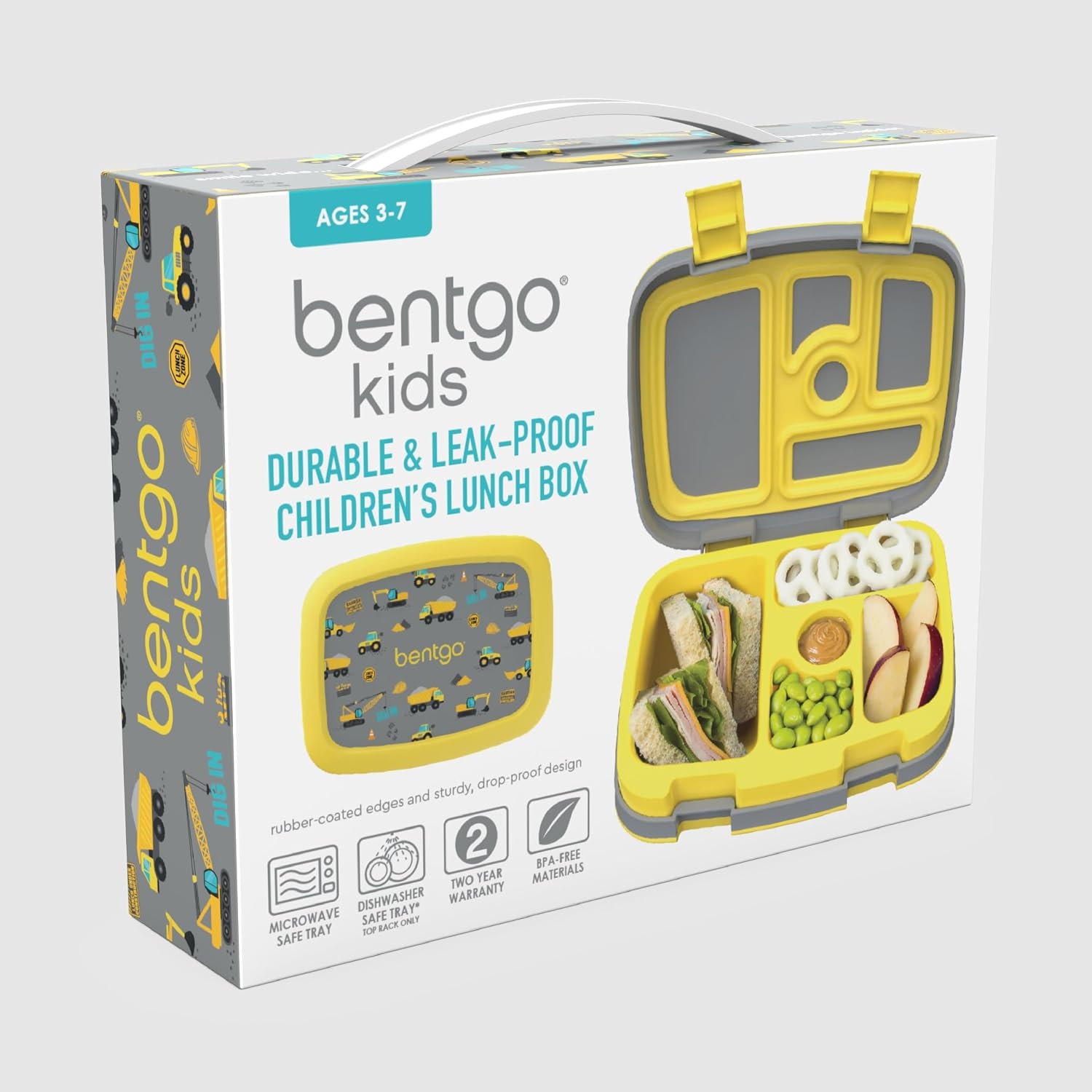 image:imageBentgo Kids Prints LeakProof 5Compartment BentoStyle Kids Lunch Box Ideal Portion Sizes for Ages 37 Durable DropProof Dishwasher Safe PFAS amp BPAFree Materials NEW Ballet amp BowsConstruction Trucks