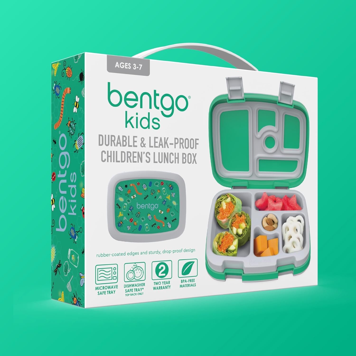 image:imageBentgo Kids Prints LeakProof 5Compartment BentoStyle Kids Lunch Box Ideal Portion Sizes for Ages 37 Durable DropProof Dishwasher Safe PFAS amp BPAFree Materials NEW Ballet amp BowsBug Buddies