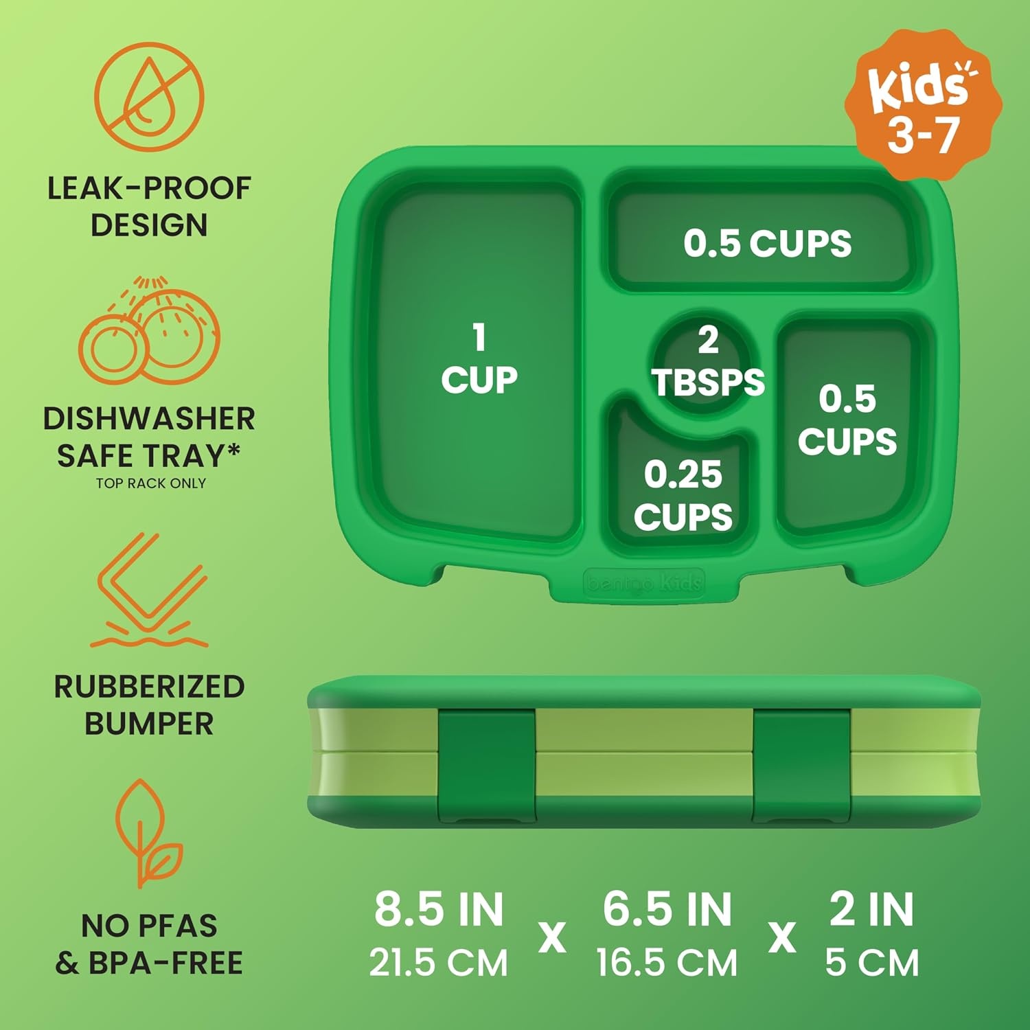 image:imageBentgo Kids Prints LeakProof 5Compartment BentoStyle Kids Lunch Box Ideal Portion Sizes for Ages 37 Durable DropProof Dishwasher Safe PFAS amp BPAFree Materials NEW Ballet amp BowsSafari