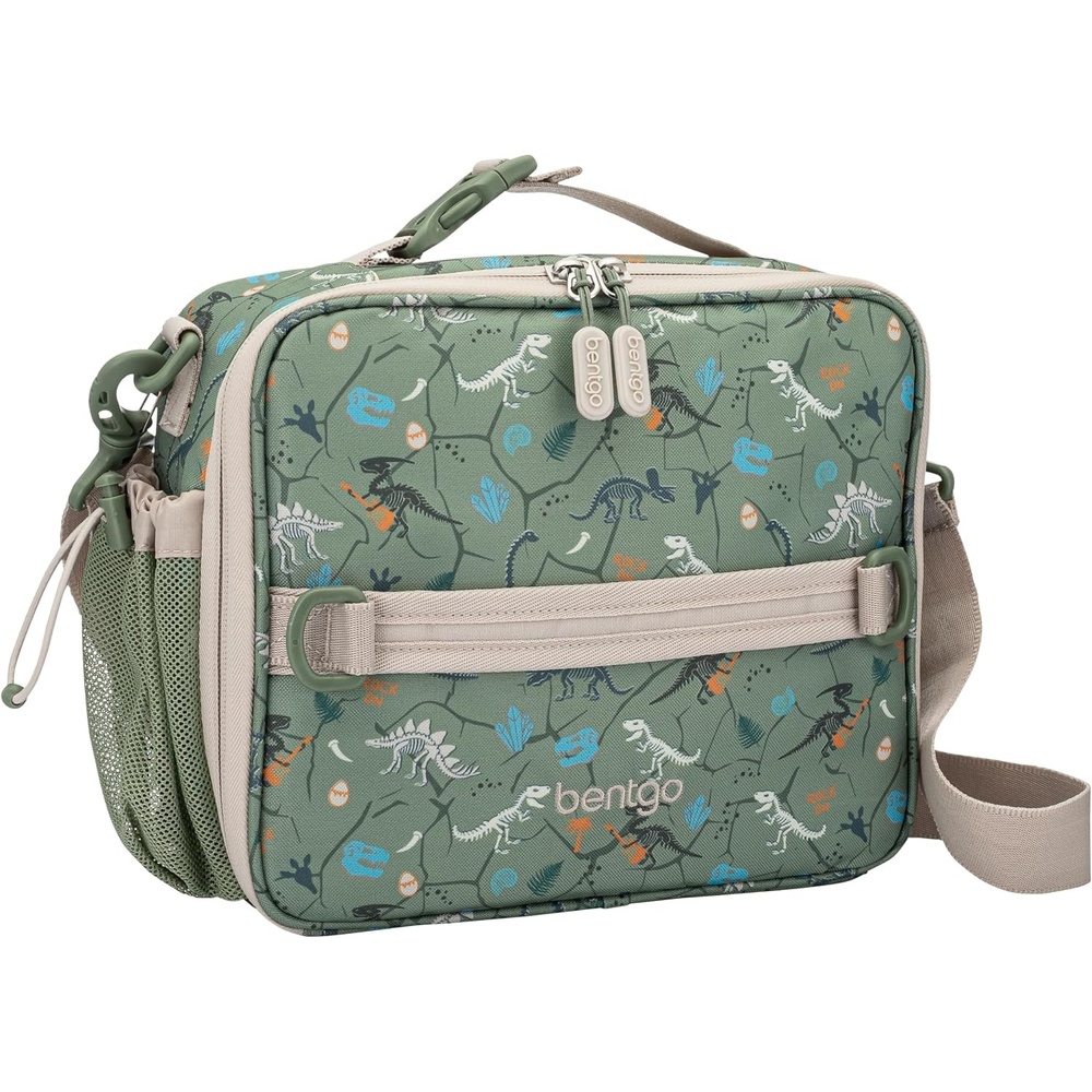 image:imageBentgo Kids Prints DoubleInsulated Reusable Lunch Bag For Kids 3 Adjustable Strap Holds Lunch BoxWater BottleSnacks EasyClean WaterResistant Pockets NEW Ballet amp BowsDino Fossils