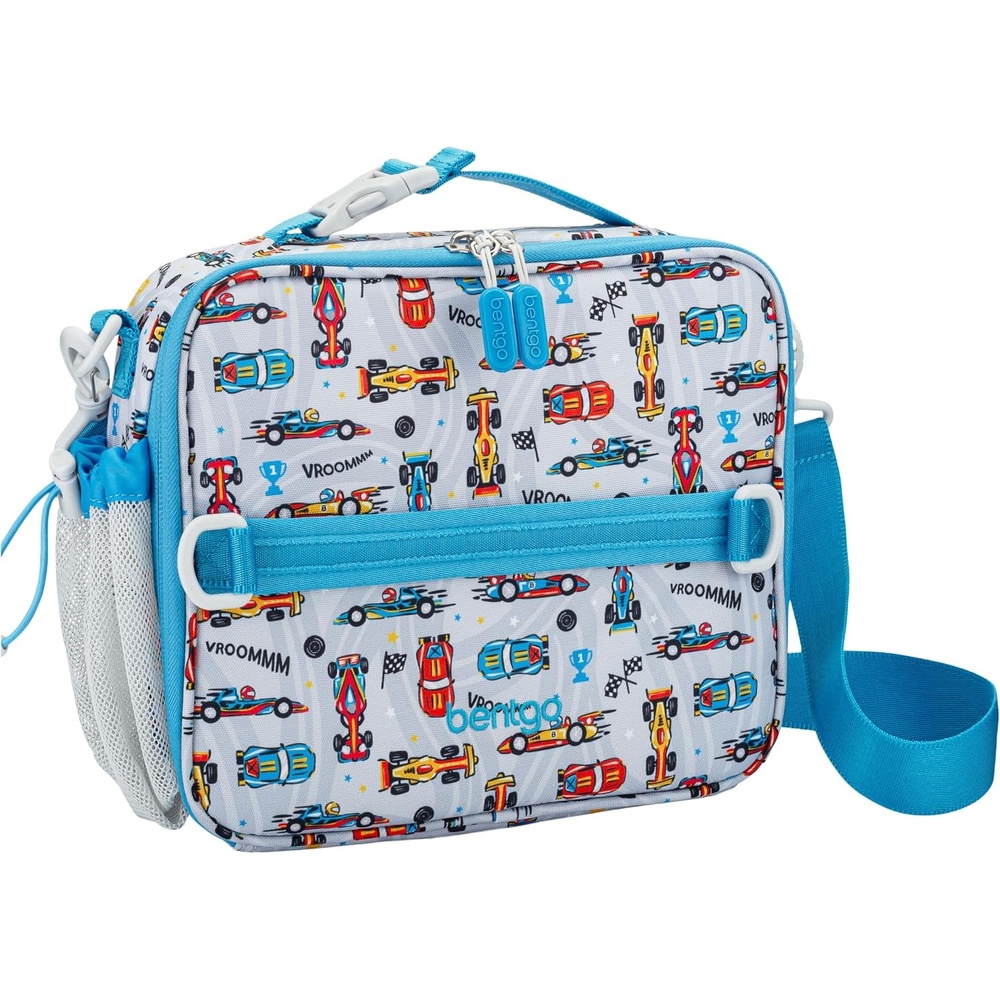 image:imageBentgo Kids Prints DoubleInsulated Reusable Lunch Bag For Kids 3 Adjustable Strap Holds Lunch BoxWater BottleSnacks EasyClean WaterResistant Pockets NEW Ballet amp BowsRace Cars