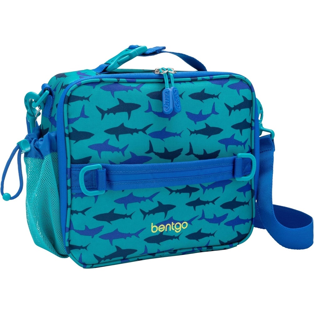 image:imageBentgo Kids Prints DoubleInsulated Reusable Lunch Bag For Kids 3 Adjustable Strap Holds Lunch BoxWater BottleSnacks EasyClean WaterResistant Pockets NEW Ballet amp BowsSharks