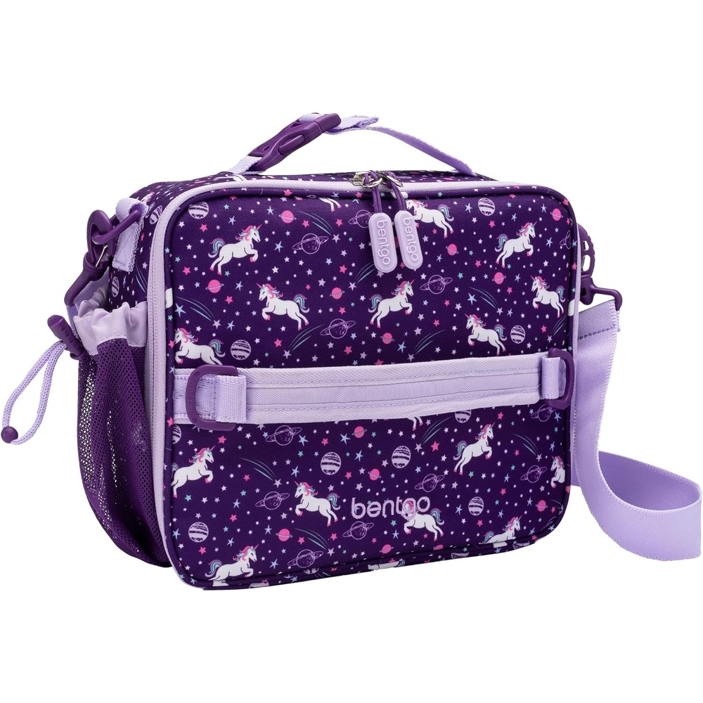 image:imageBentgo Kids Prints DoubleInsulated Reusable Lunch Bag For Kids 3 Adjustable Strap Holds Lunch BoxWater BottleSnacks EasyClean WaterResistant Pockets NEW Ballet amp BowsUnicorn
