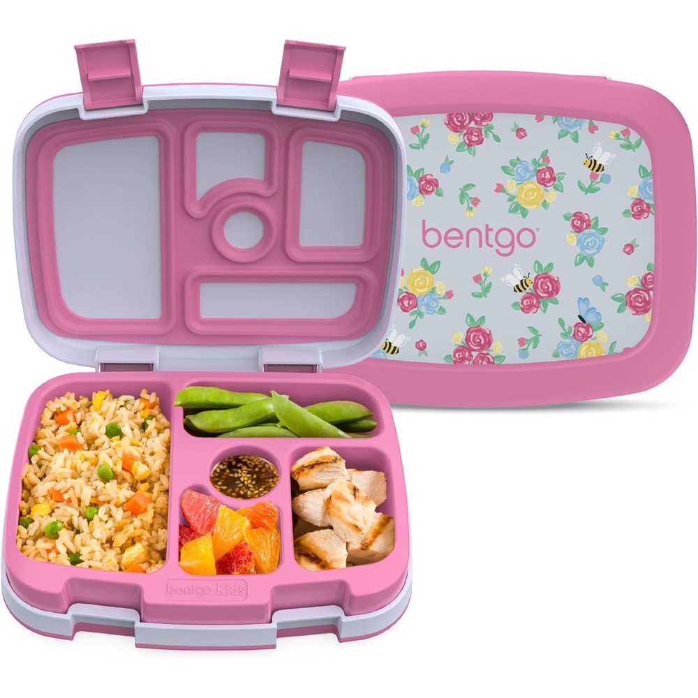 image:imageBentgo Kids Prints LeakProof 5Compartment BentoStyle Kids Lunch Box Ideal Portion Sizes for Ages 37 Durable DropProof Dishwasher Safe PFAS amp BPAFree Materials NEW Ballet amp BowsBlooming Floral