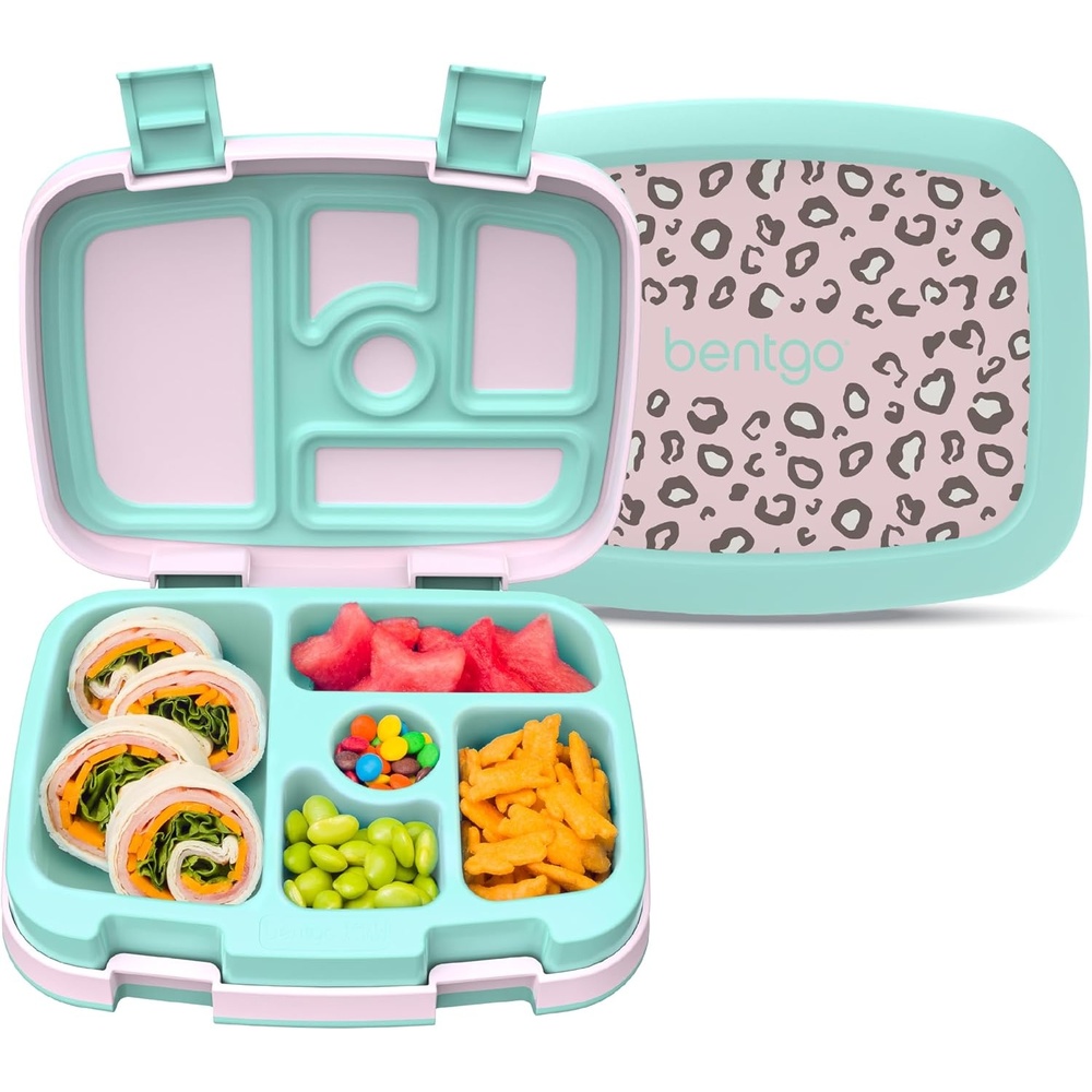 image:imageBentgo Kids Prints LeakProof 5Compartment BentoStyle Kids Lunch Box Ideal Portion Sizes for Ages 37 Durable DropProof Dishwasher Safe PFAS amp BPAFree Materials NEW Ballet amp BowsLeopard