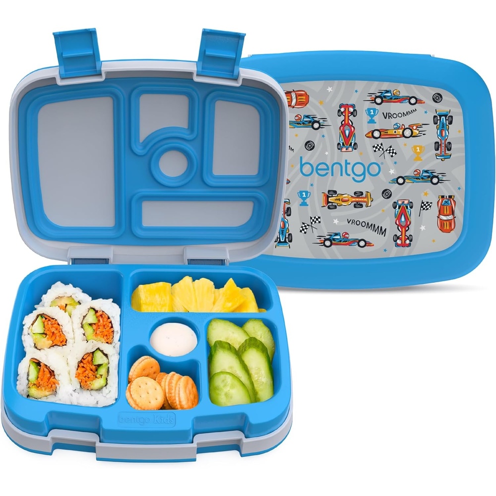 image:imageBentgo Kids Prints LeakProof 5Compartment BentoStyle Kids Lunch Box Ideal Portion Sizes for Ages 37 Durable DropProof Dishwasher Safe PFAS amp BPAFree Materials NEW Ballet amp BowsRace Cars