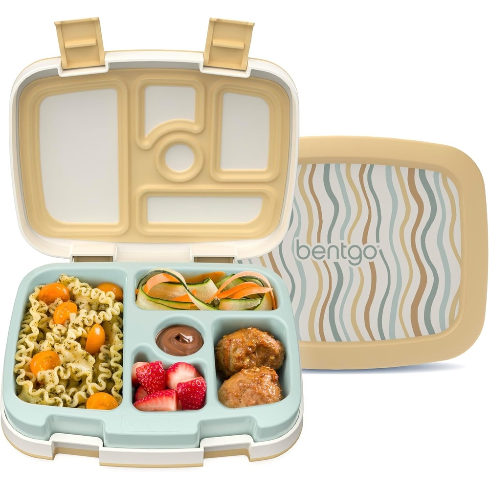 image:imageBentgo Kids Prints LeakProof 5Compartment BentoStyle Kids Lunch Box Ideal Portion Sizes for Ages 37 Durable DropProof Dishwasher Safe PFAS amp BPAFree Materials NEW Ballet amp BowsWavy