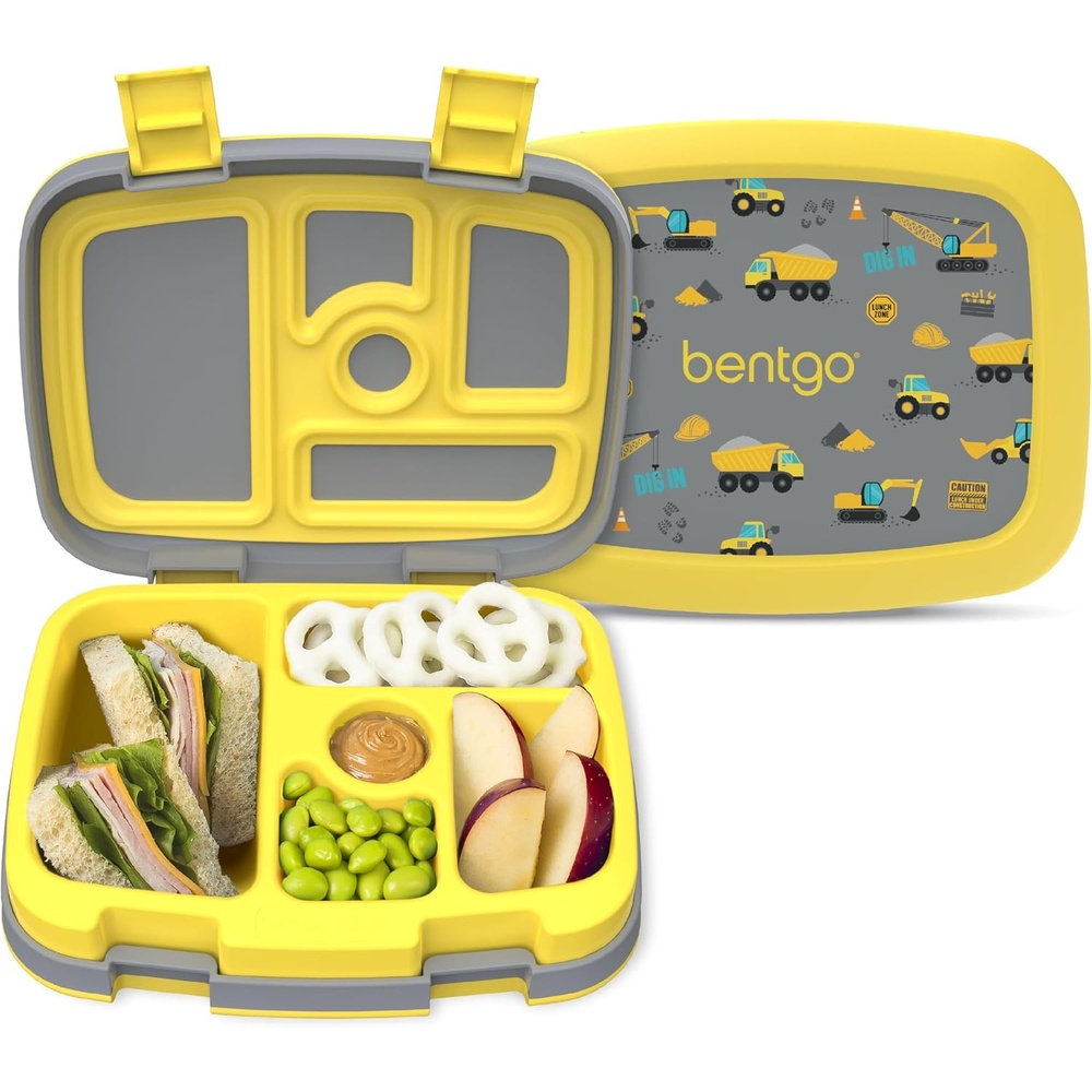 image:imageBentgo Kids Prints LeakProof 5Compartment BentoStyle Kids Lunch Box Ideal Portion Sizes for Ages 37 Durable DropProof Dishwasher Safe PFAS amp BPAFree Materials NEW Ballet amp BowsConstruction Trucks