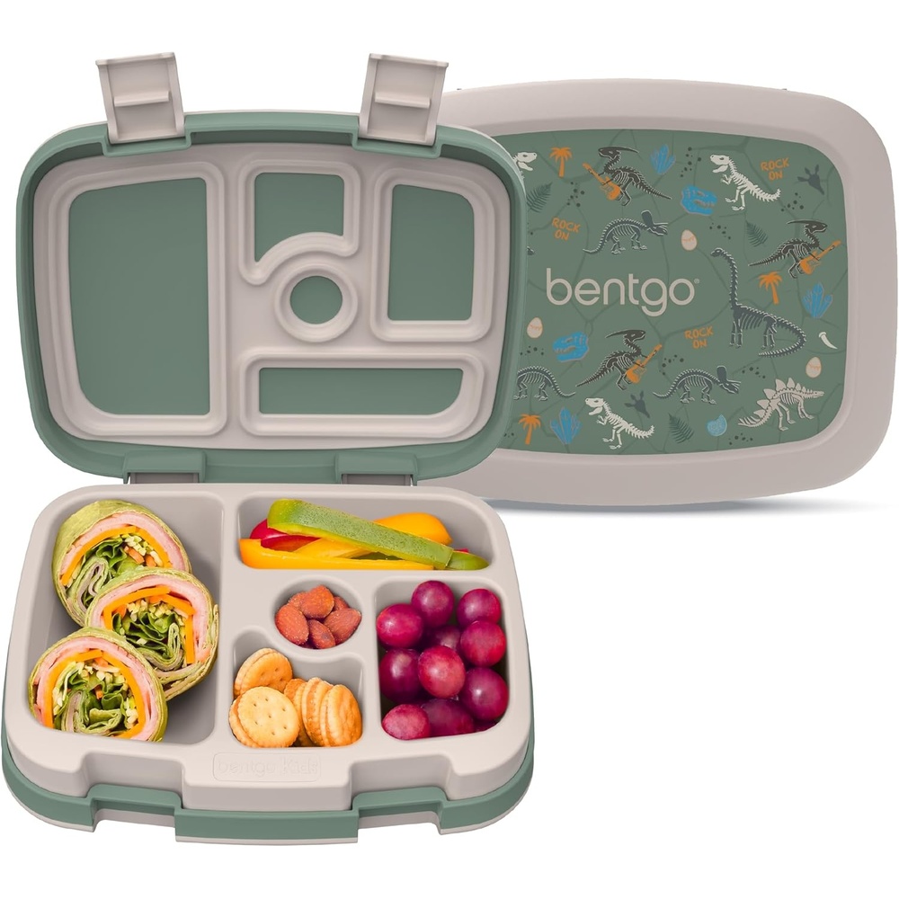image:imageBentgo Kids Prints LeakProof 5Compartment BentoStyle Kids Lunch Box Ideal Portion Sizes for Ages 37 Durable DropProof Dishwasher Safe PFAS amp BPAFree Materials NEW Ballet amp BowsDino Fossils