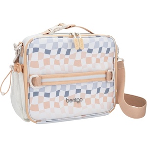 Bentgo Kids Prints Double-Insulated Reusable Lunch Bag | For Kids 3+, Adjustable Strap; Holds Lunch Box/Water Bottle/Snacks; Easy-Clean, Water-Resistant, Pockets (NEW Ballet & Bows)(Checker Gradient)