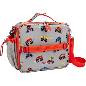 Bentgo Kids Prints Double-Insulated Reusable Lunch Bag | For Kids 3+, Adjustable Strap; Holds Lunch Box/Water Bottle/Snacks; Easy-Clean, Water-Resistant, Pockets (NEW Ballet & Bows)(Trucks)