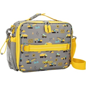 Bentgo Kids Prints Double-Insulated Reusable Lunch Bag | For Kids 3+, Adjustable Strap; Holds Lunch Box/Water Bottle/Snacks; Easy-Clean, Water-Resistant, Pockets (NEW Ballet & Bows)(Construction Trucks)