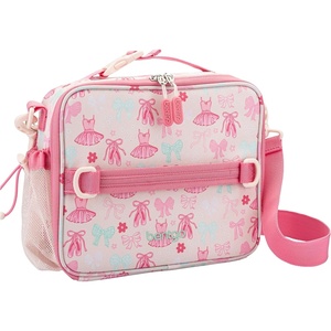 Bentgo Kids Prints Double-Insulated Reusable Lunch Bag | For Kids 3+, Adjustable Strap; Holds Lunch Box/Water Bottle/Snacks; Easy-Clean, Water-Resistant, Pockets (NEW Ballet & Bows)(Ballet & Bows)