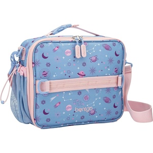 Bentgo Kids Prints Double-Insulated Reusable Lunch Bag | For Kids 3+, Adjustable Strap; Holds Lunch Box/Water Bottle/Snacks; Easy-Clean, Water-Resistant, Pockets (NEW Ballet & Bows)(Lavender Galaxy)