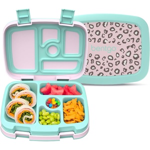 Bentgo Kids Prints Leak-Proof 5-Compartment Bento-Style Kids Lunch Box | Ideal Portion Sizes for Ages 3-7, Durable, Drop-Proof, Dishwasher Safe, PFAS & BPA-Free Materials (NEW Ballet & Bows)(Leopard)