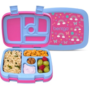 Bentgo Kids Prints Leak-Proof 5-Compartment Bento-Style Kids Lunch Box | Ideal Portion Sizes for Ages 3-7, Durable, Drop-Proof, Dishwasher Safe, PFAS & BPA-Free Materials (NEW Ballet & Bows)(Rainbows and Butterflies)