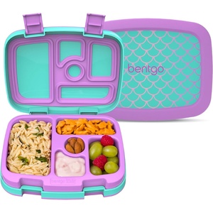 Bentgo Kids Prints Leak-Proof 5-Compartment Bento-Style Kids Lunch Box | Ideal Portion Sizes for Ages 3-7, Durable, Drop-Proof, Dishwasher Safe, PFAS & BPA-Free Materials (NEW Ballet & Bows)(Mermaid Scales)
