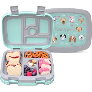 Bentgo Kids Prints Leak-Proof 5-Compartment Bento-Style Kids Lunch Box | Ideal Portion Sizes for Ages 3-7, Durable, Drop-Proof, Dishwasher Safe, PFAS & BPA-Free Materials (NEW Ballet & Bows)(Puppy Love)