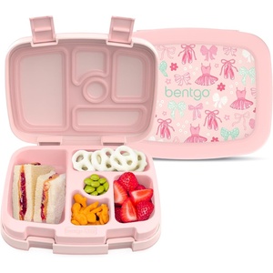 Bentgo Kids Prints Leak-Proof 5-Compartment Bento-Style Kids Lunch Box | Ideal Portion Sizes for Ages 3-7, Durable, Drop-Proof, Dishwasher Safe, PFAS & BPA-Free Materials (NEW Ballet & Bows)(Ballet & Bows)