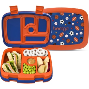 Bentgo Kids Prints Leak-Proof 5-Compartment Bento-Style Kids Lunch Box | Ideal Portion Sizes for Ages 3-7, Durable, Drop-Proof, Dishwasher Safe, PFAS & BPA-Free Materials (NEW Ballet & Bows)(Sports)