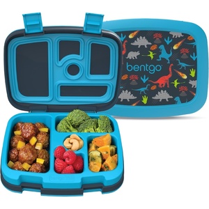 Bentgo Kids Prints Leak-Proof 5-Compartment Bento-Style Kids Lunch Box | Ideal Portion Sizes for Ages 3-7, Durable, Drop-Proof, Dishwasher Safe, PFAS & BPA-Free Materials (NEW Ballet & Bows)(Dinosaur)
