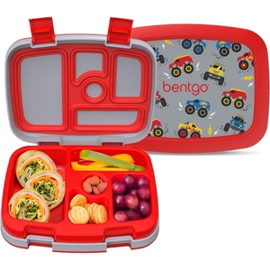 Bentgo Kids Prints Leak-Proof 5-Compartment Bento-Style Kids Lunch Box | Ideal Portion Sizes for Ages 3-7, Durable, Drop-Proof, Dishwasher Safe, PFAS & BPA-Free Materials (NEW Ballet & Bows)(Trucks)