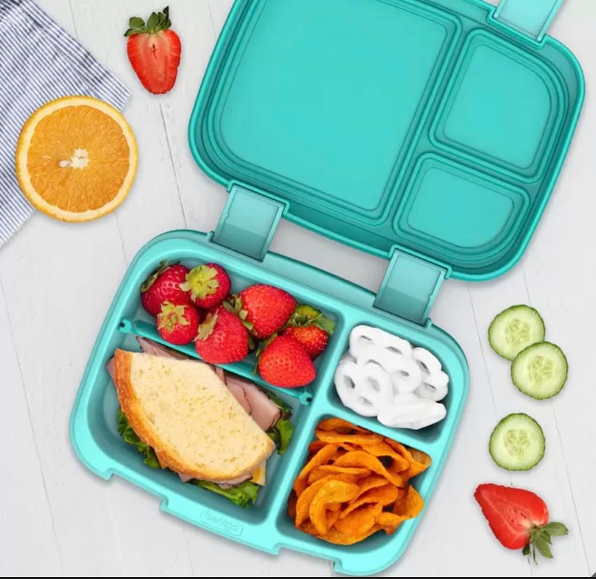 image:imageBentgo Fresh BlueGreen 2 PACK New amp Improved LeakProof Versatile 4Compartment BentoStyle Lunch Box