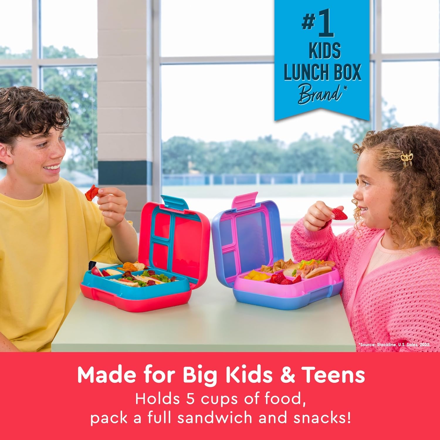 image:imageBentgo Pop LeakProof 34 Compartment BentoStyle Lunch BoxFlame RedTurquoise