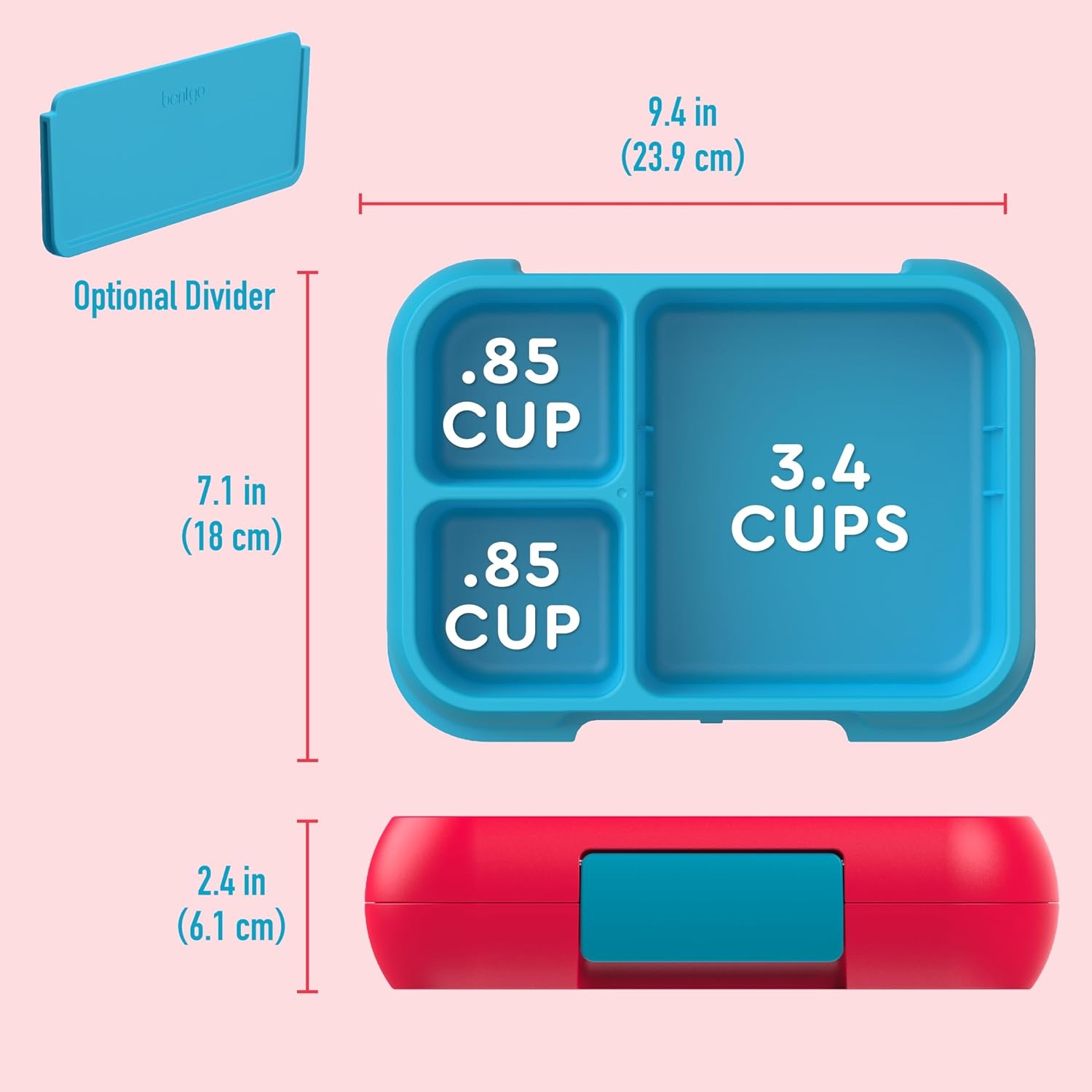 image:imageBentgo Pop LeakProof 34 Compartment BentoStyle Lunch BoxFlame RedTurquoise