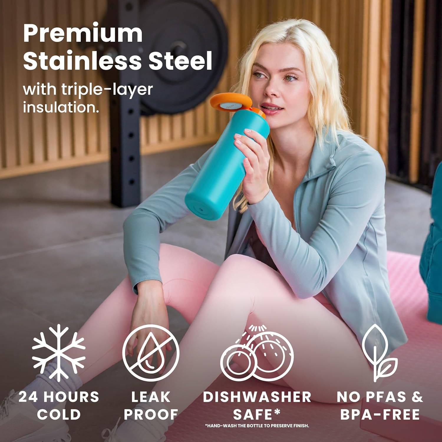image:imageBentgo Lift Chug Lid 24Hour Cold LeakProof Water Bottle 32 fl ozAmalfi Coast