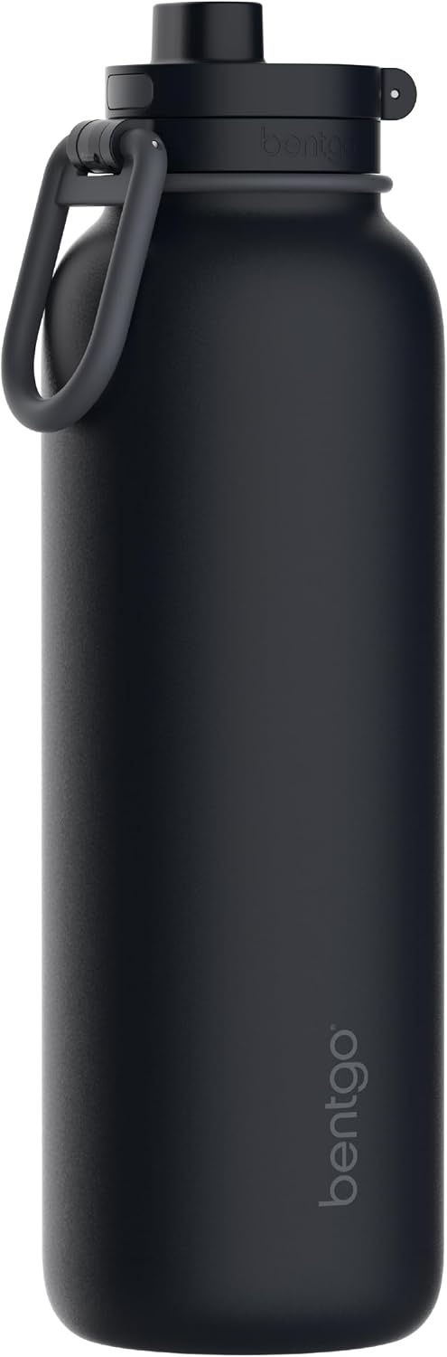 image:imageBentgo Flip 2in1 Straw amp Chug LeakProof Insulated Water Bottle 40 fl ozBack to Black