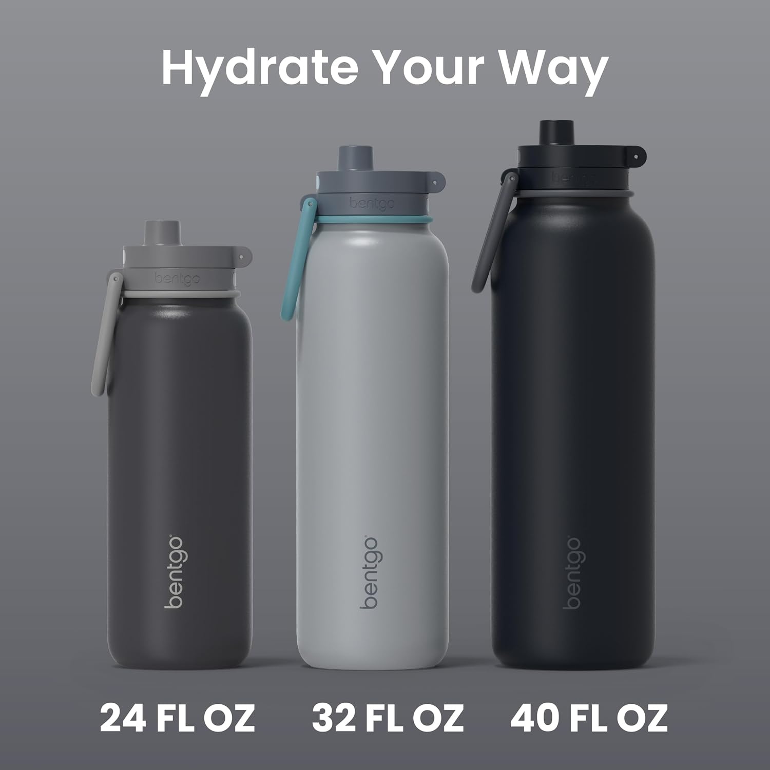 image:imageBentgo Flip 2in1 Straw amp Chug LeakProof Insulated Water Bottle 40 fl ozBack to Black