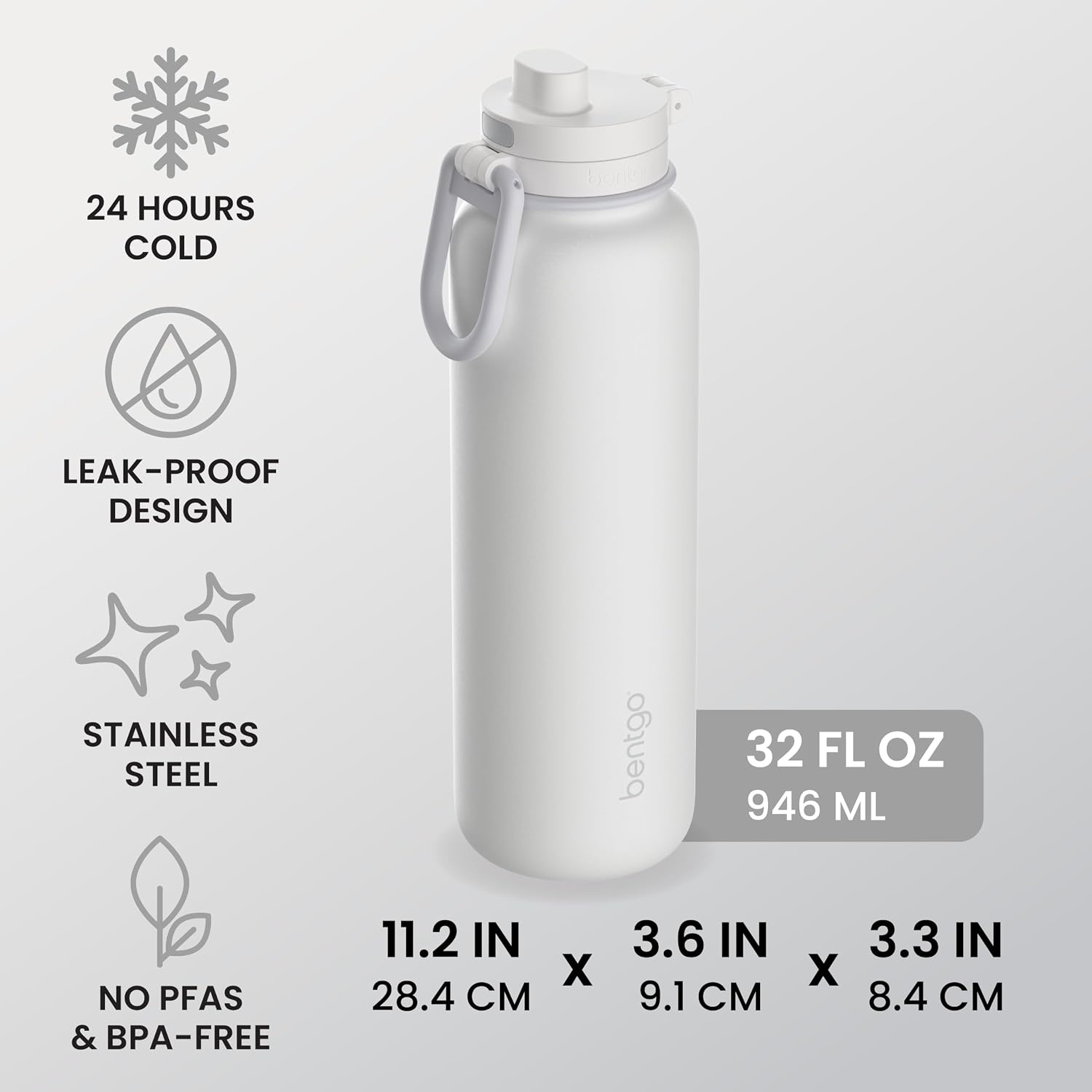 image:imageBentgo Flip 2in1 Straw amp Chug LeakProof Insulated Water Bottle 40 fl ozBlanc