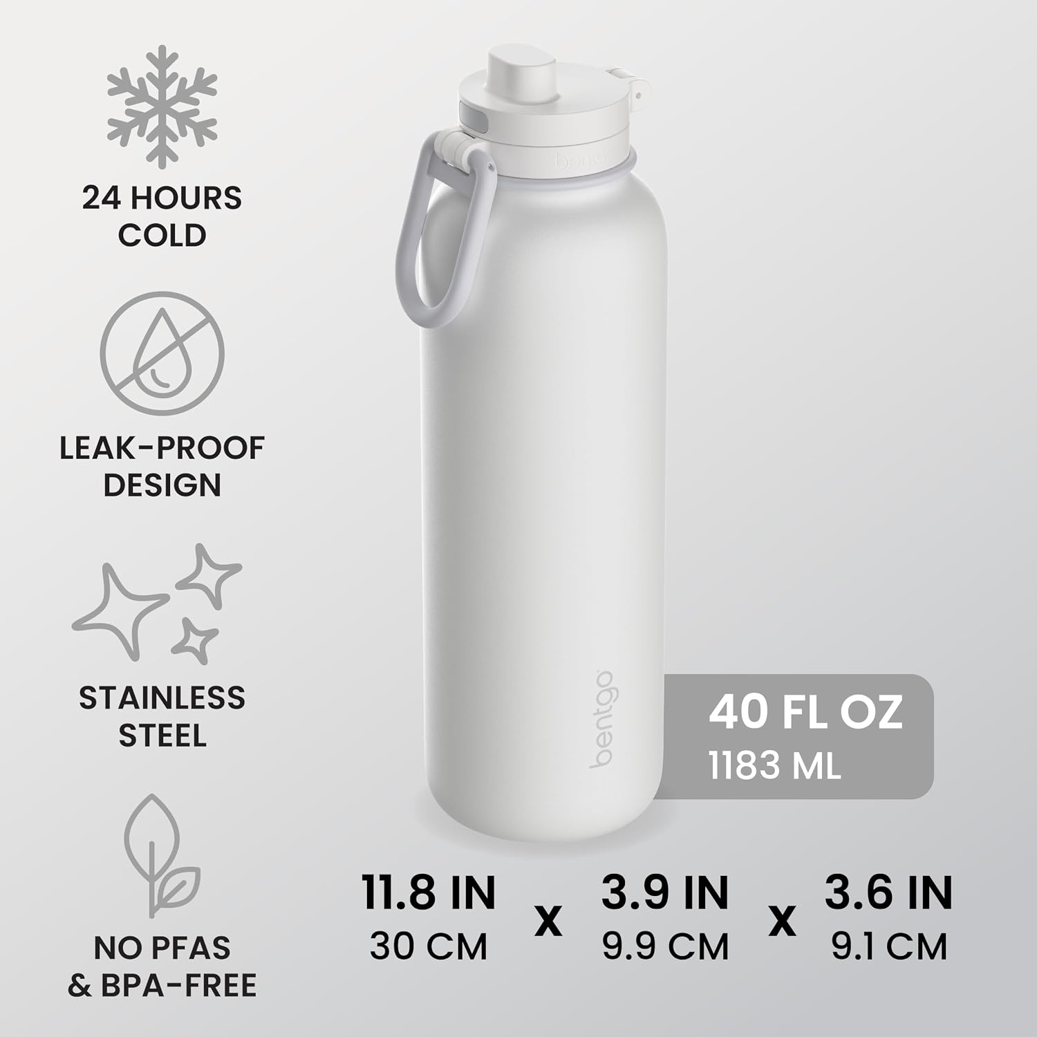 image:imageBentgo Flip 2in1 Straw amp Chug LeakProof Insulated Water Bottle 40 fl ozBlanc