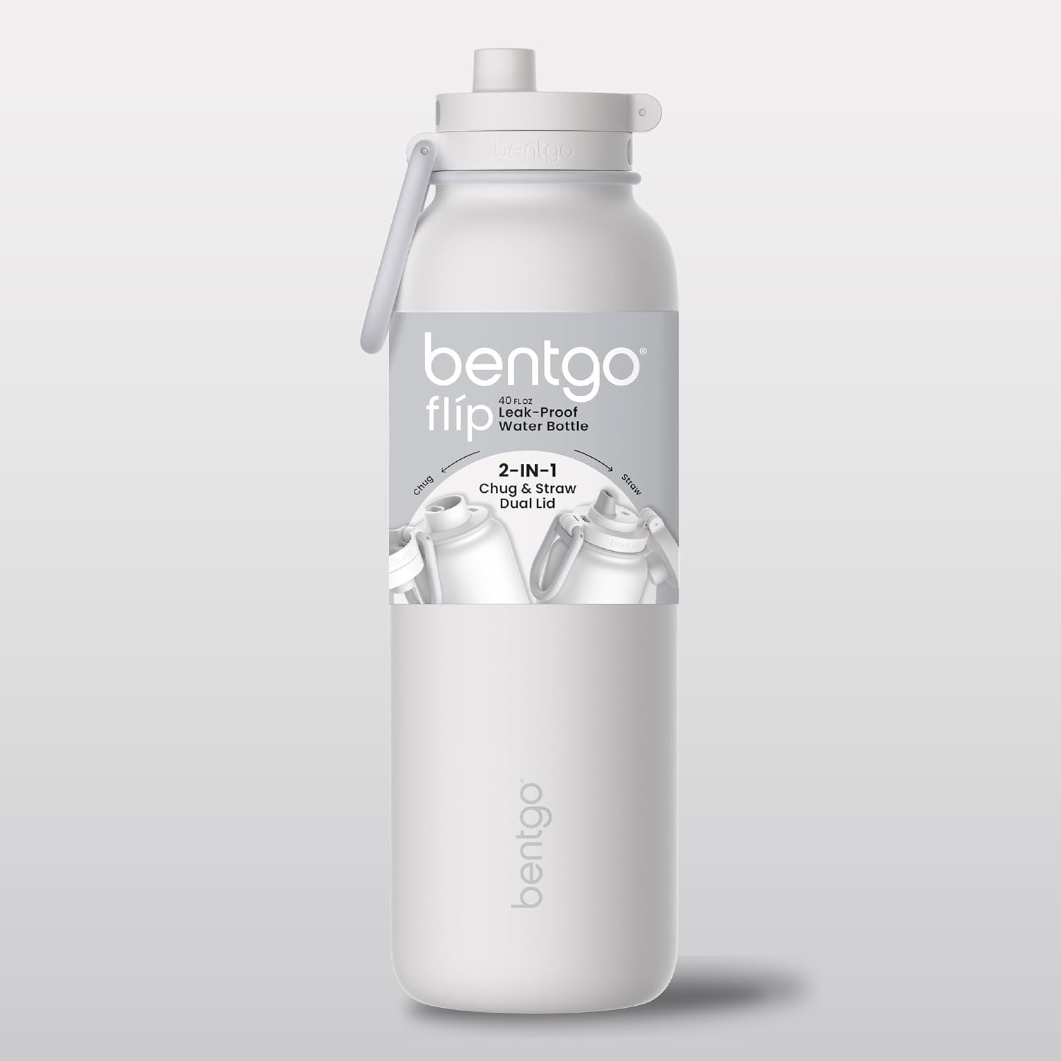 image:imageBentgo Flip 2in1 Straw amp Chug LeakProof Insulated Water Bottle 40 fl ozBlanc