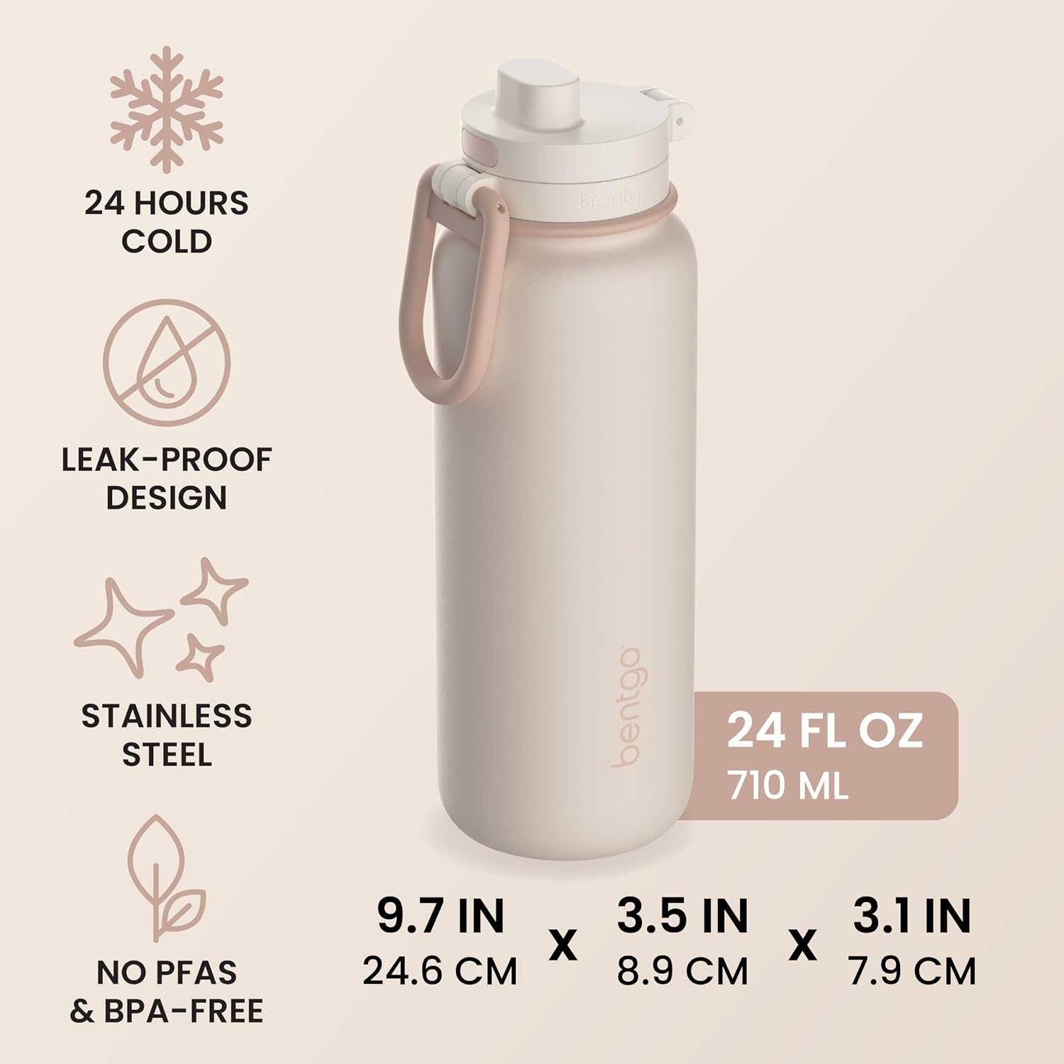 image:imageBentgo Flip 2in1 Straw amp Chug LeakProof Insulated Water Bottle 40 fl ozCafe Au Lait